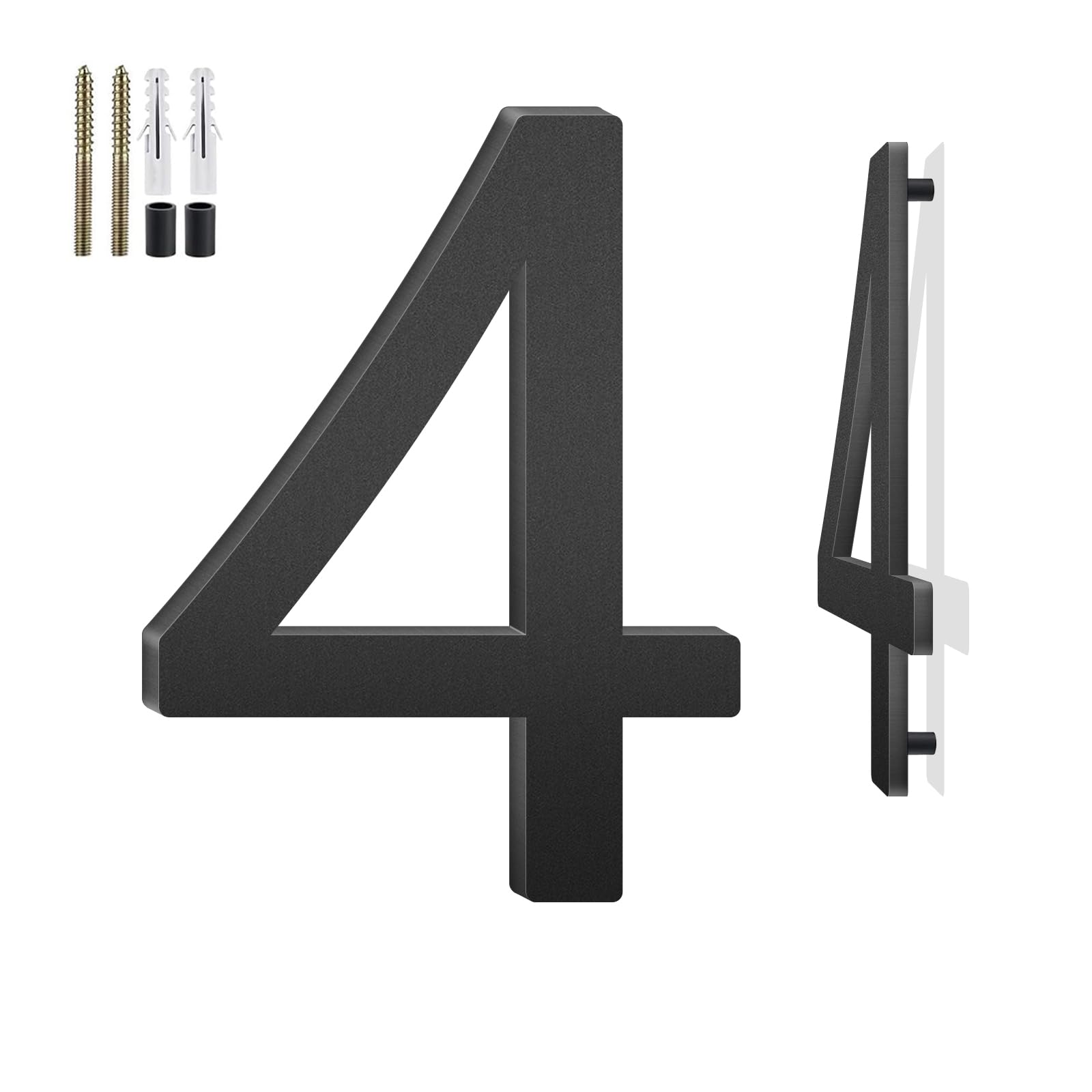 10 Inch Floating House Numbers and Metal Letters for Outdoor Signs, House Numbers for Outside, Aluminum Address Letters and Numbers for Door, Mailbox, Garden, Perfect for Home or Office (Number 4)