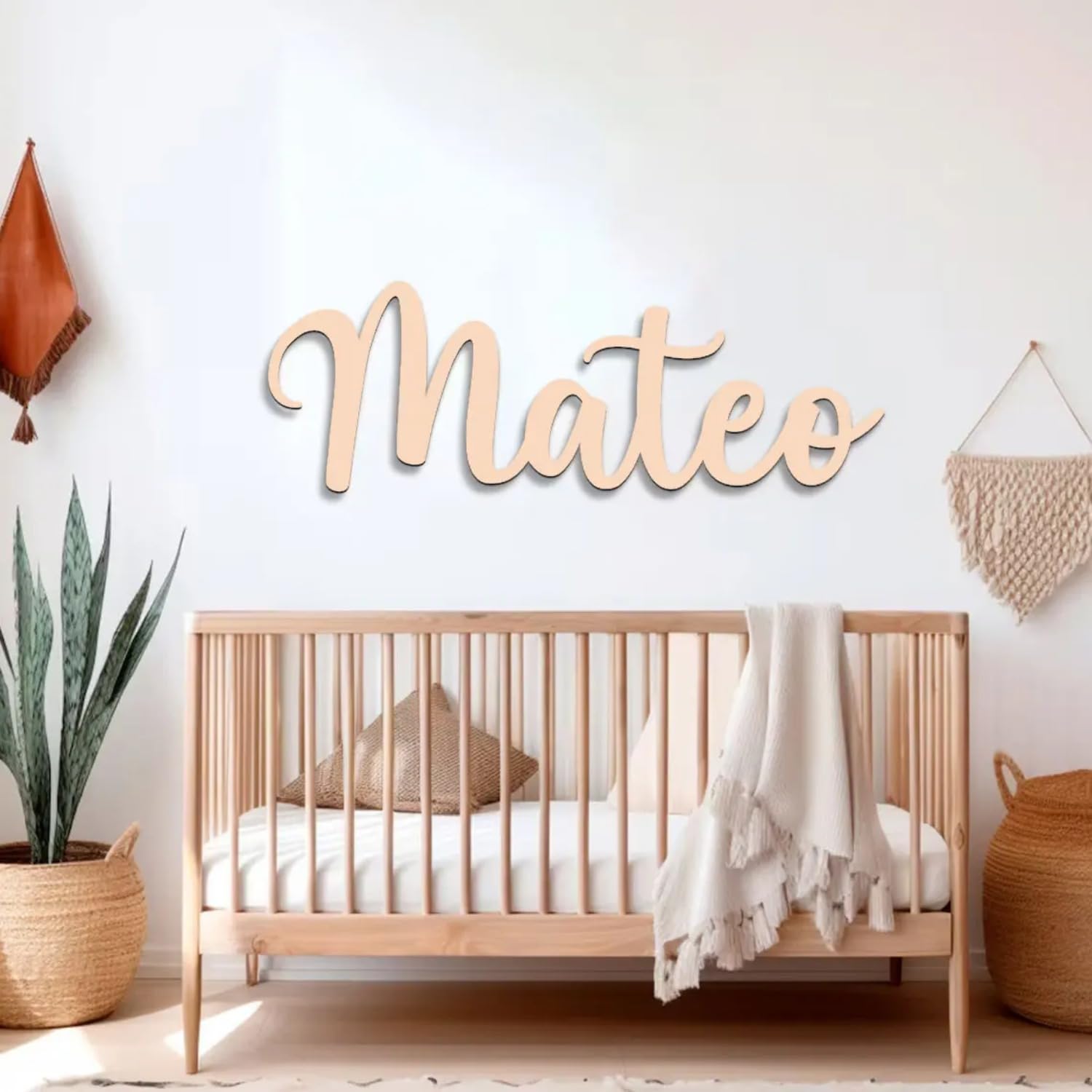 Zhongzhi Personalized Large Baby Name Sign Wooden Letter Sign Customized Wedding Birthday Baby Room Nursery Wall Decor Sign (40cm)