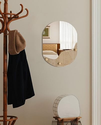 Miniatura 6 de Espejo bohemio para decoración de pared para el hogar, oficina, apartamento, 17.6 pulgadas, espejo decorativo de pared para entrada, porche, jardín,