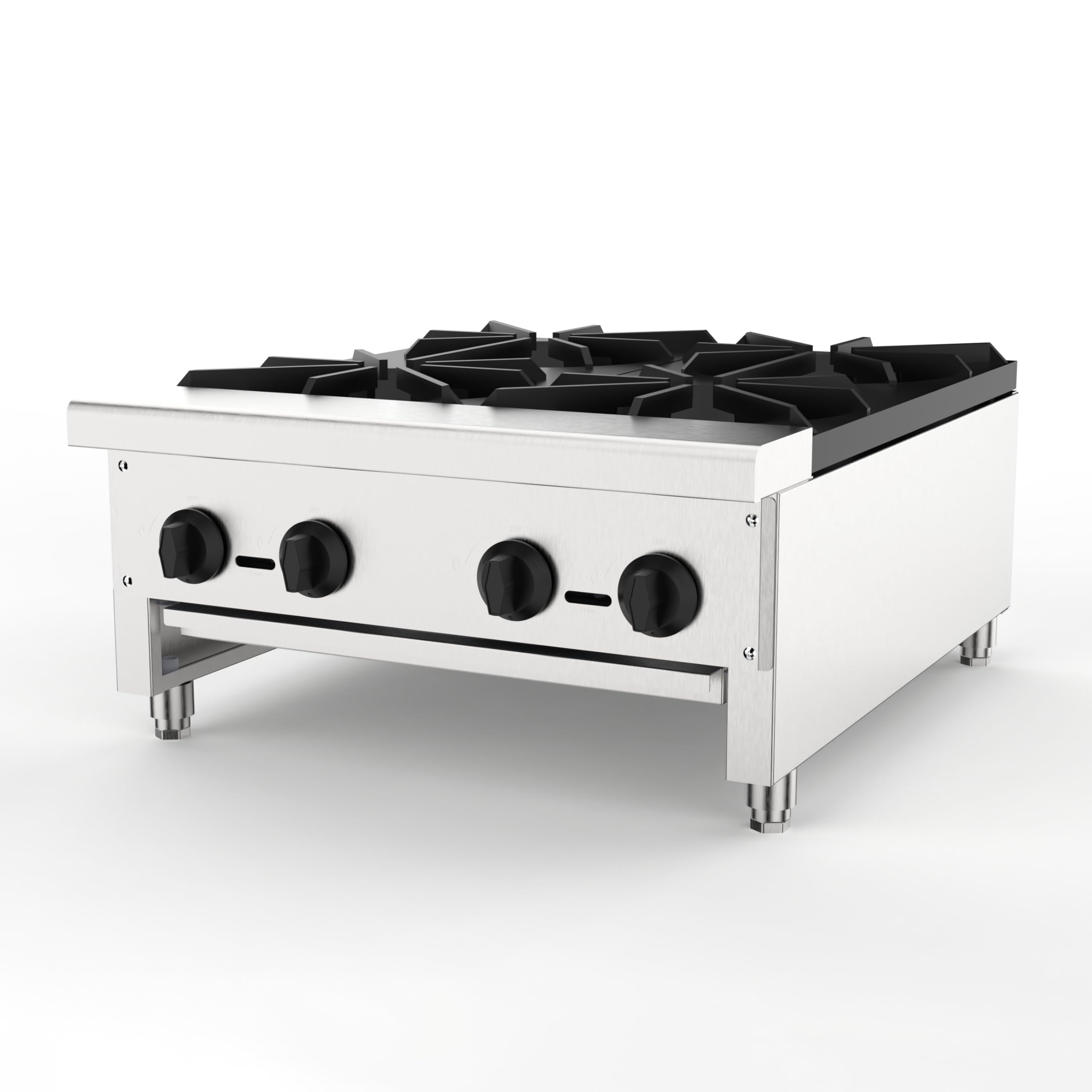 Commercial Gas Hot Plate Countertop Range – 4 Burner Stainless Steel Stove (Natural Gas &amp; Propane) – Heavy Duty 28k BTU/Burner for Restaurant, Food Truck &amp; Catering – 112,000 Total BTU (4 Burner)