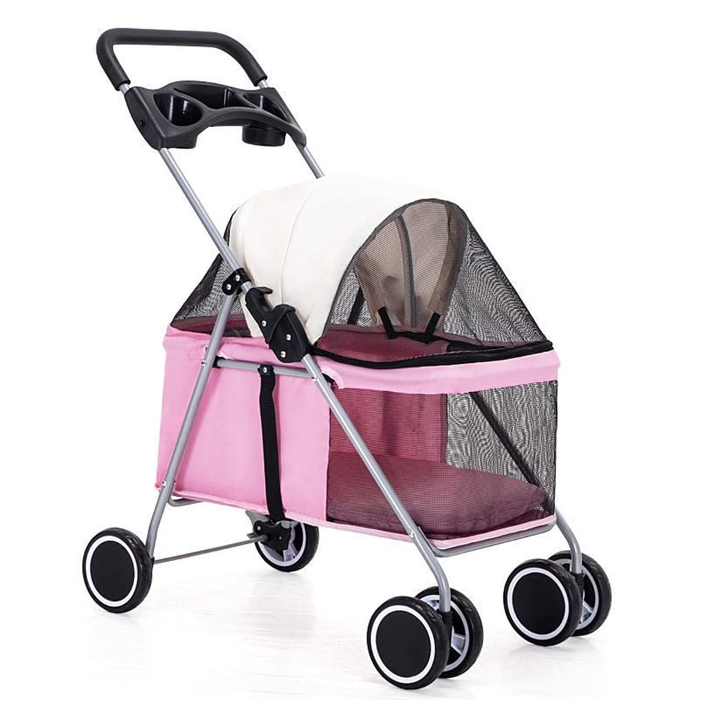 Cochecito para Gatos para Mascotas con Portavasos Desmontable, Cochecitos para Perros para Perros pequeños y medianos Cochecito para Perros Ligero para Mascotas Cochecito para Gatos con Entrada con C