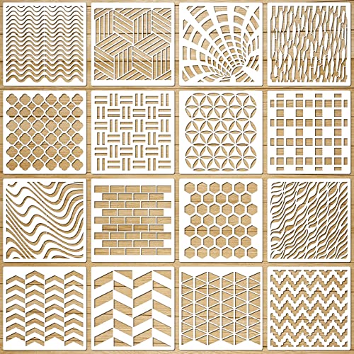 MWOOT 16 Pezzi Stencil per Pittura Geometrici