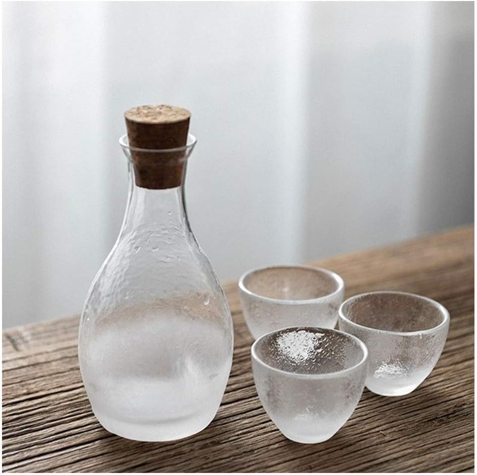 Sake Sets Transparent White Glass Sake Set Craft Wine Japanese Sake Set/cold/hot/tea/wine Glass Japanese Sake Set 4/5/6 Piece Set Sake Bottle (Size : C) ()