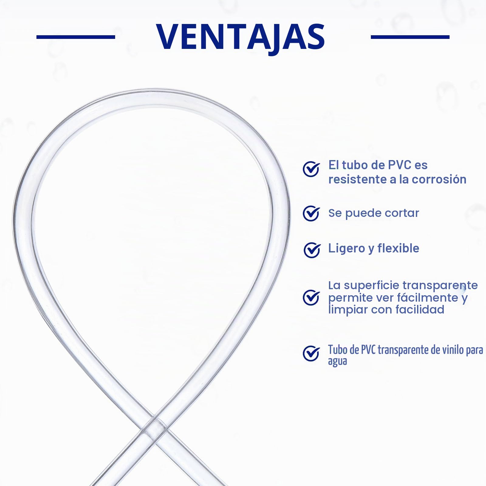 QUARKZMAN Tubo Flexible de PVC, 50mm de ID x 58mm de OD - 1 Metro de Largo Tubos de Agua de Vinilo Transparente, Tubería de Agua Plástico Ligero y Flexible para Tanque y Acuario