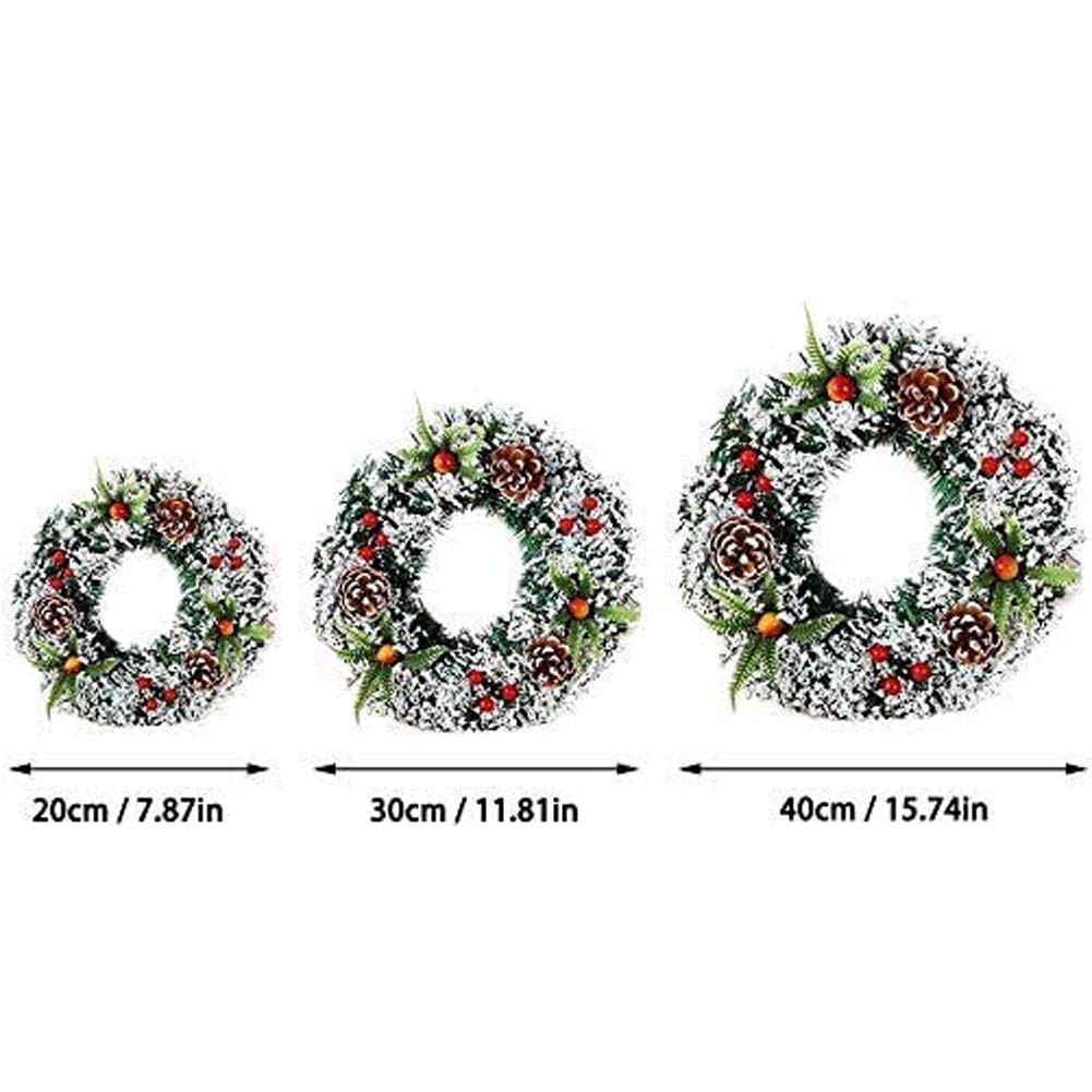 Kerstkrans met verlichting, kerstkrans voor voordeur met metalen hanger, kunstmatige taken, dennenkegels, rode bessen en gemengde decoraties voor binnen en buiten