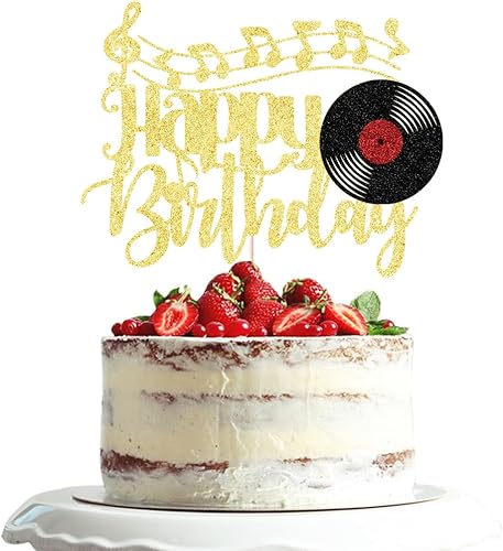 Miniatura 19 de Disco de vinilo con purpurina negra para decoración de pastel de cumpleaños, disco de vinilo retro rock and roll, decoración de pastel de música CD