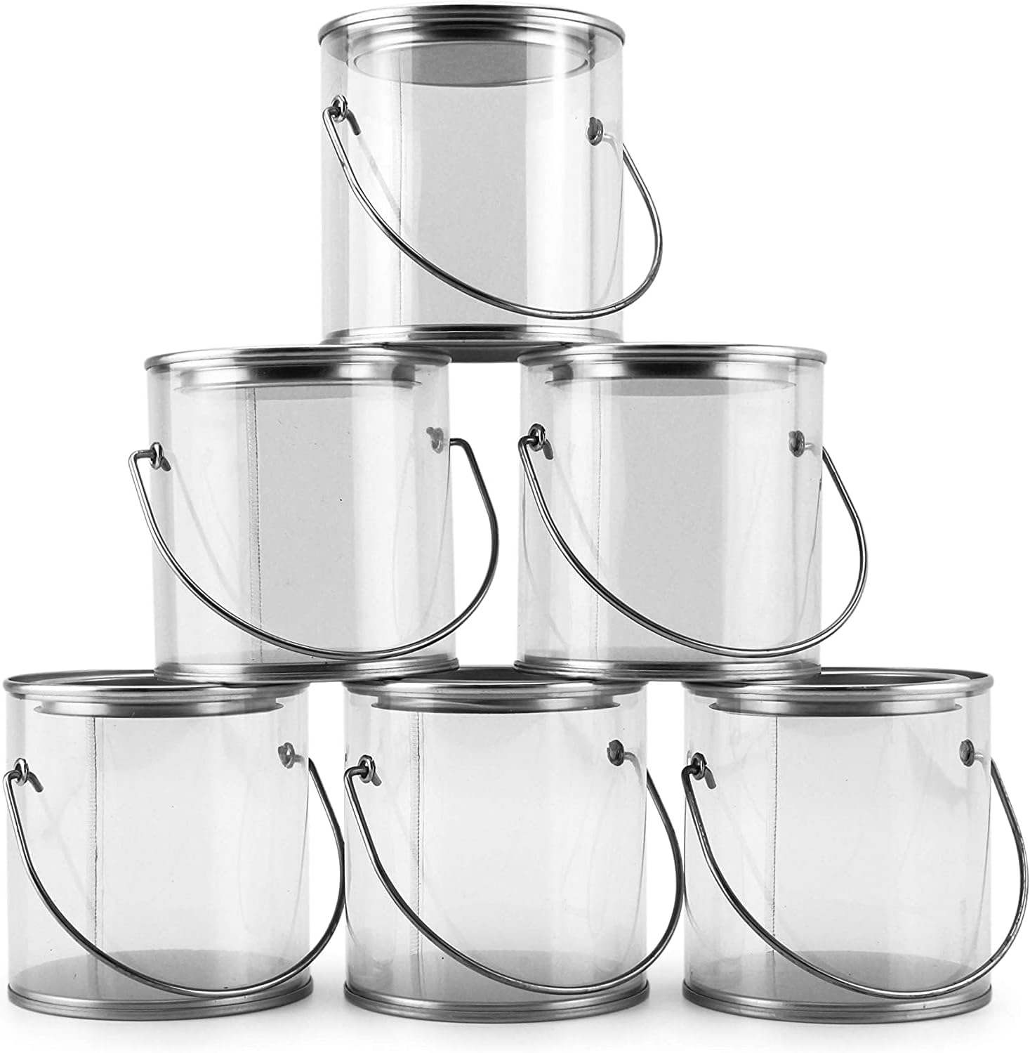 Hedume 9 Pack Mini Clear Plastic Paint Cans, 3Inch Tall