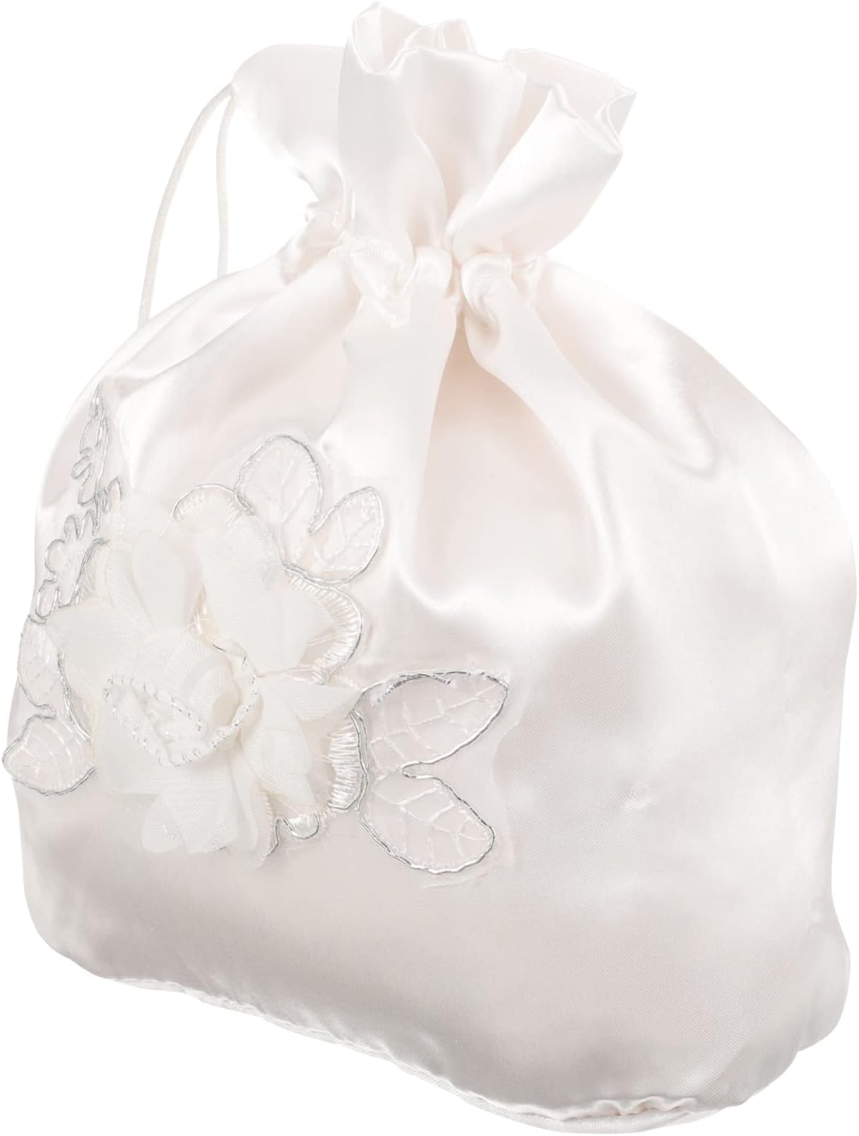 COHEALICOHEALI Bridal Bag Floral Bags White Tote Purse Bride Purse Money Satin s Satin Dolly Wedding Decoration Bridal Decorated Wedding Fabric