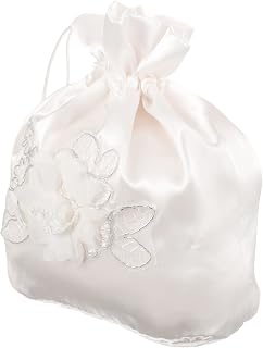 COHEALI Bridal Bag Floral Bags White Tote Purse Bride Purse Money Satin s Satin Dolly Wedding Decoration Bridal Decorated Wedding Fabric