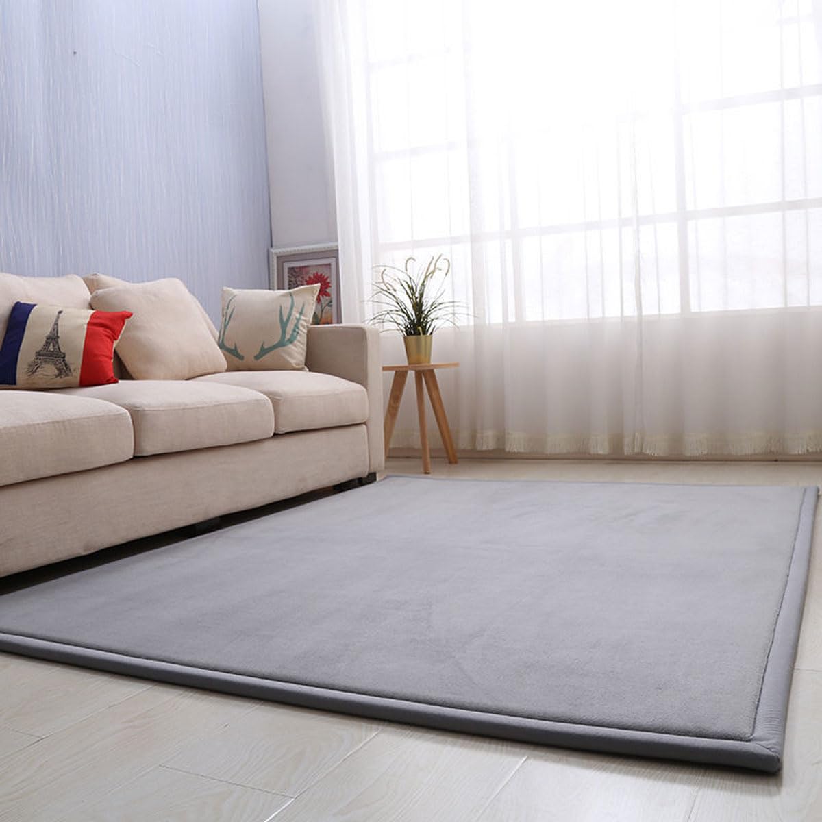 Single tree forest Large Area Rug, 2cm Thick Kids Carpet, Easy to Clean, for Boys and Girls-Silver Gray-80 * 200cm
