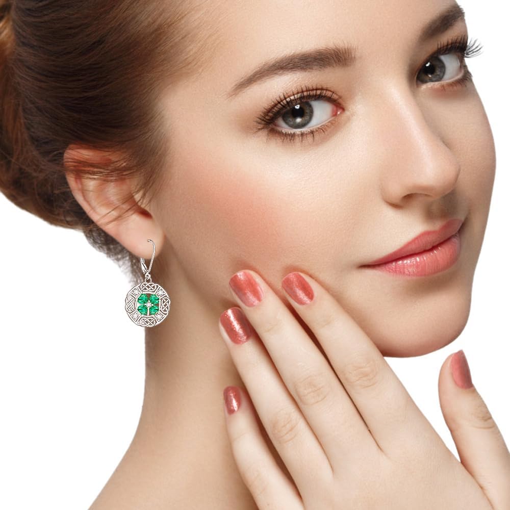 St Patricks Day Shamrock Earrings for Women Sterling Silver Celtic Irish 4 Four Leaf Clover Earrings Shamrock Jewelry Mothers Valentines Gifts - Image 3