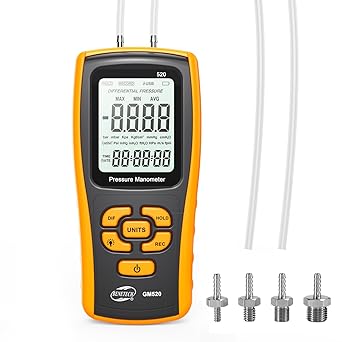 Digital Manometer Gas Pressure Tester, Professional Air Pressure Meter, Differential Pressure Gauge for HVAC, Gas Valve GM520