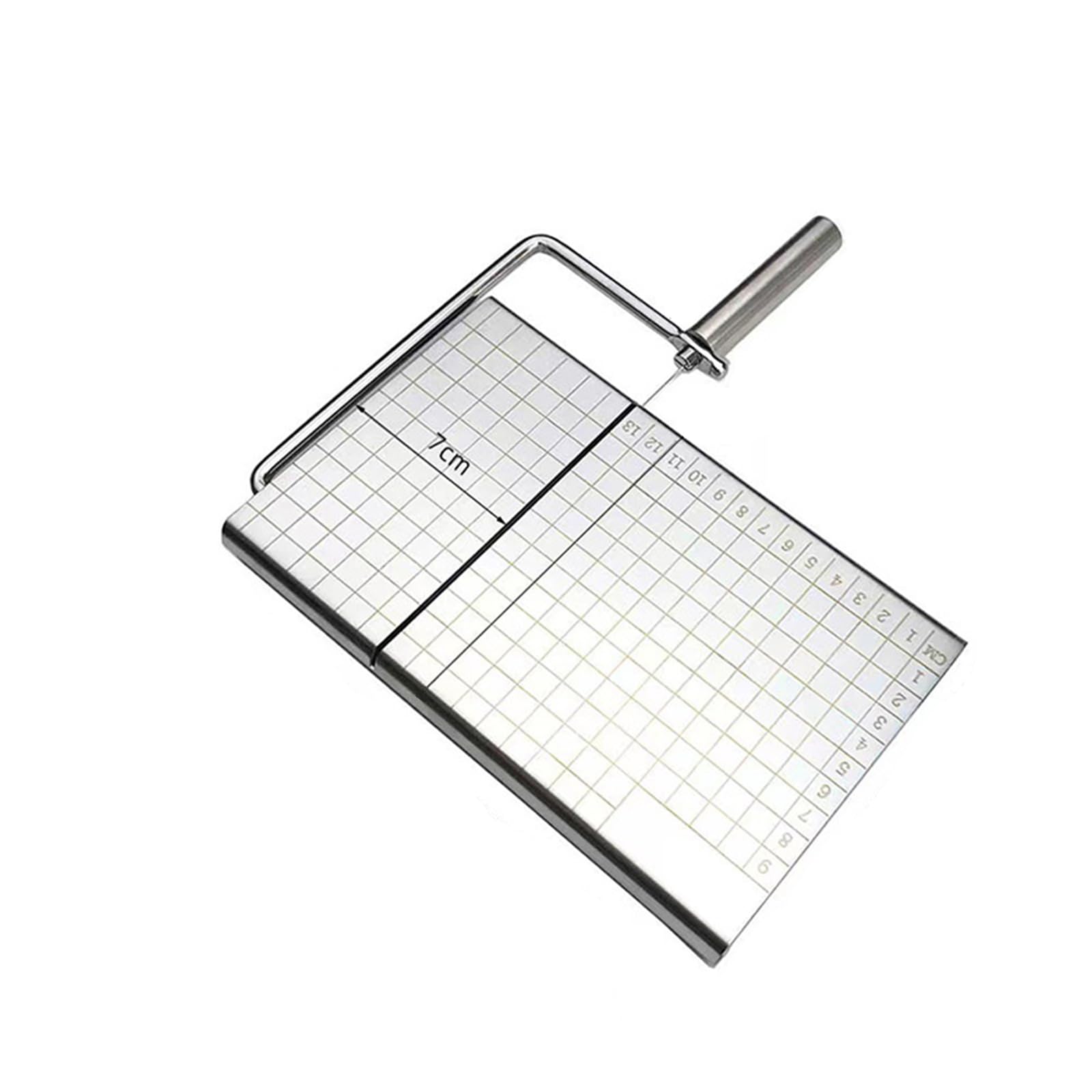 Wire Cheese Slicer with Board and Measuring Grids Cheese Wire Cutter Stainless Steel Metal Cheese Cutter with 5 Extra Wires - 2
