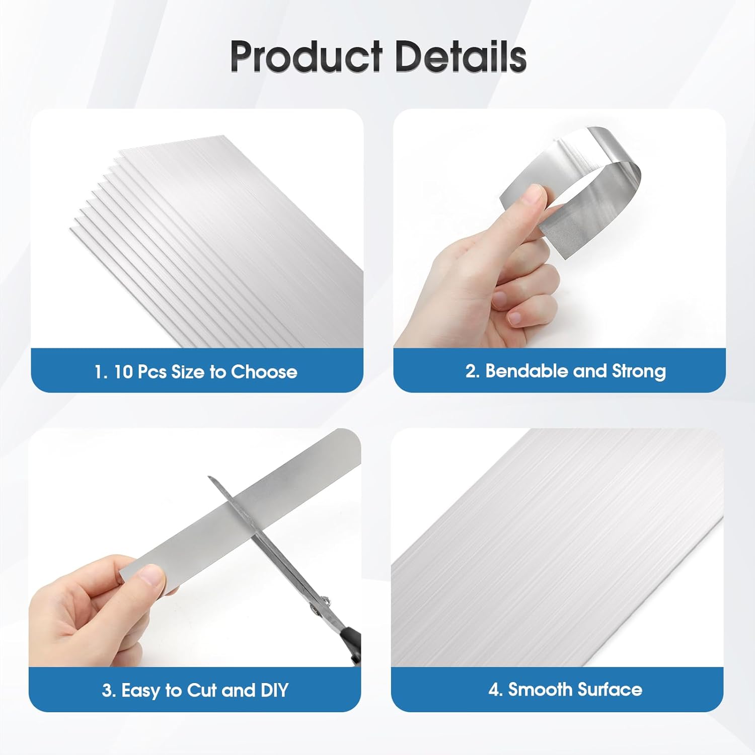 Metal Shims for Leveling, 40 PCS 304 Stainless Steel Strip, 4 x 0.0008'', 0.001'', 0.0016'', 0.0024'', 0.003'', 0.039'', 0.047'', 0.059'', 0.079'', 0.12'' Thickness Metal Shims with 1 Glove