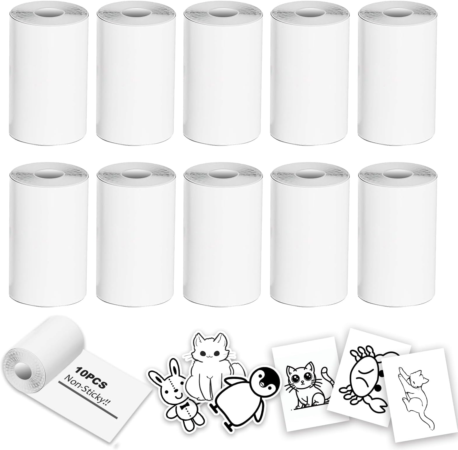 10 Rolls 57mmx3.75m Thermal Printer Paper, Mini Thermal Printer Paper, inkless Print Papers for Most Kids Instant Camera, Photo Labels, for Photos, to-do Lists