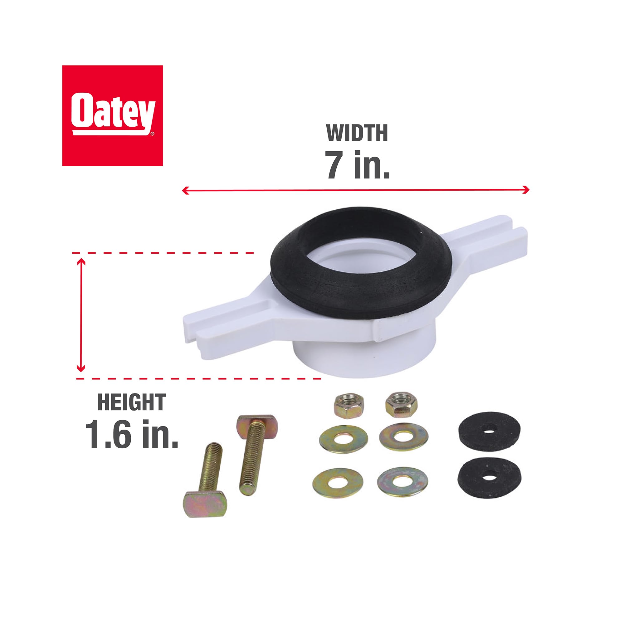 Oatey 43541 Kit de brida de orinal ajustable horizontal de PVC, 2 pulgadas
