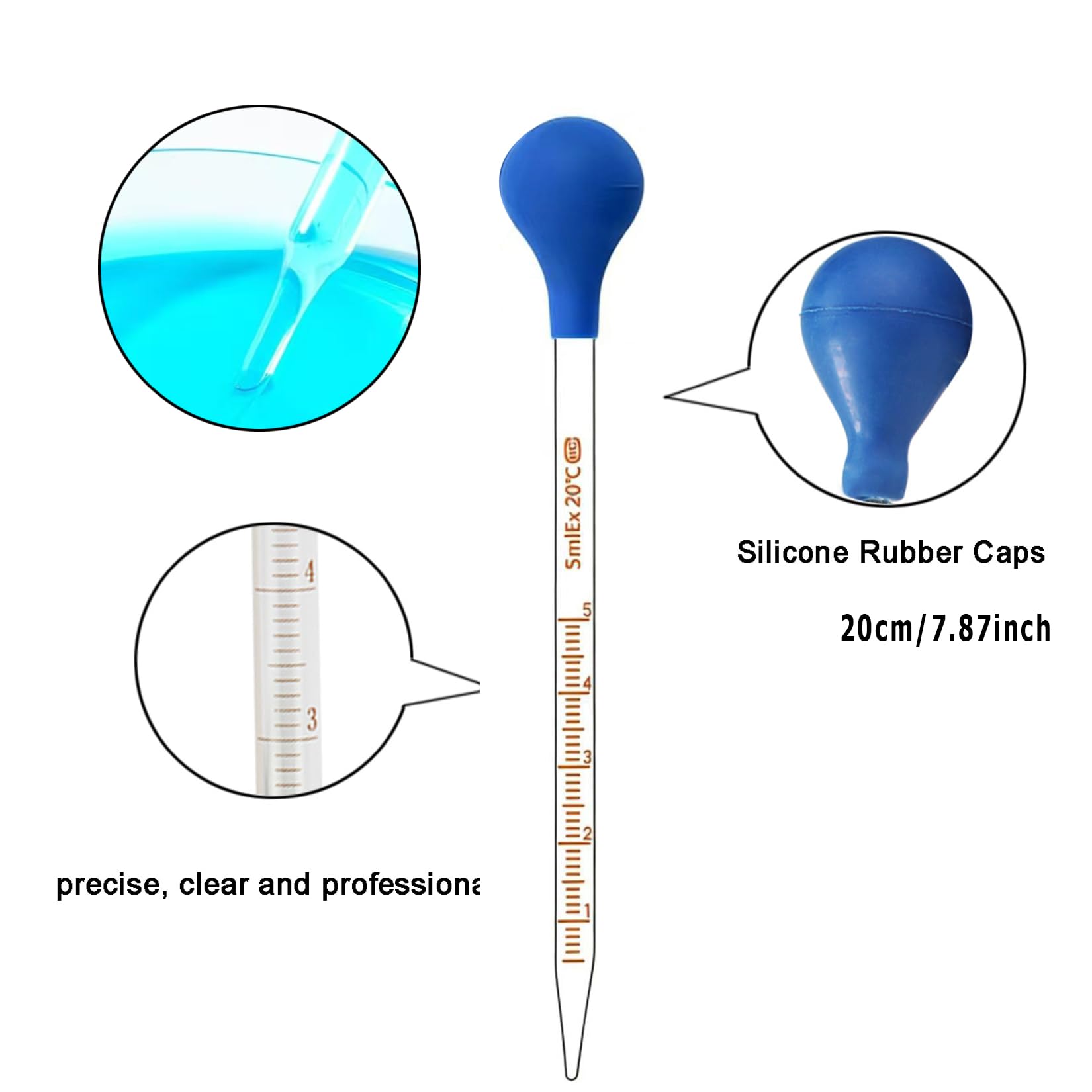 Luckkyme 4pcs Thick Glass Graduated Dropper Pipettes and Liquid