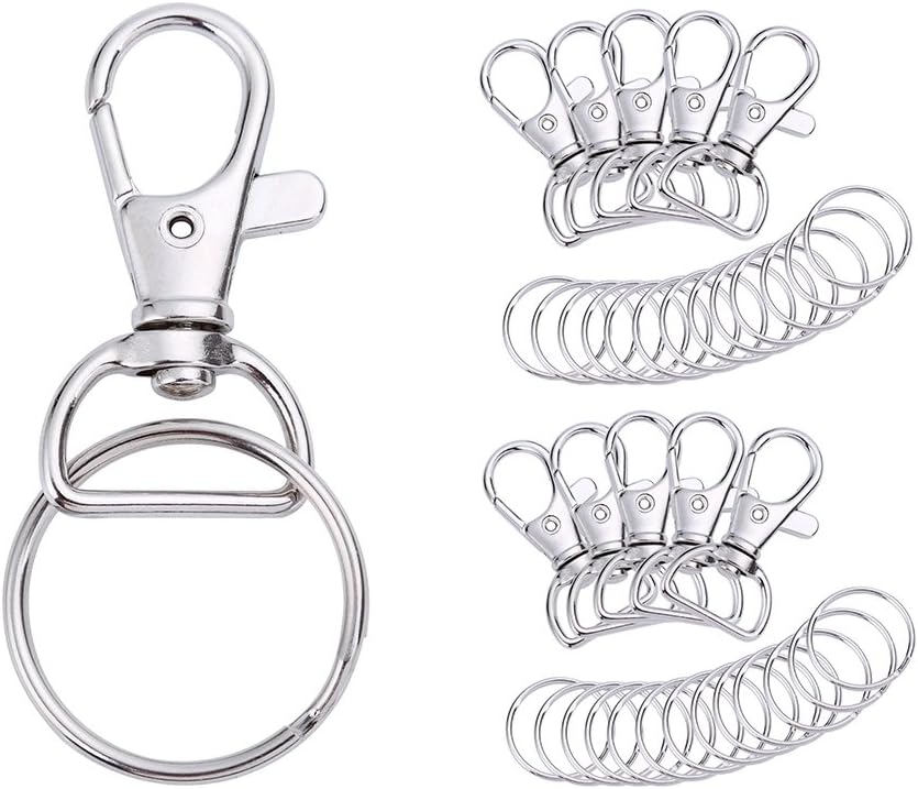 Valar Dohaeris 100 Pieces Metal Swivel Lanyards Snap Hooks Lobster Clasps 40 Pieces with Key Rings 60 Pieces for Jewelry Findings