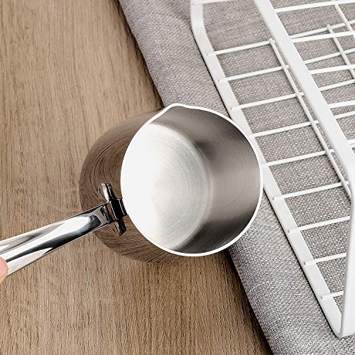Milk Warmer Turkish Coffee Pot Butter Warmer Melting Pot 18/10 Stainless Steel Small Saucepan With Pour Spout Cookware 12 Oz Capacity (370Ml) #TOP3