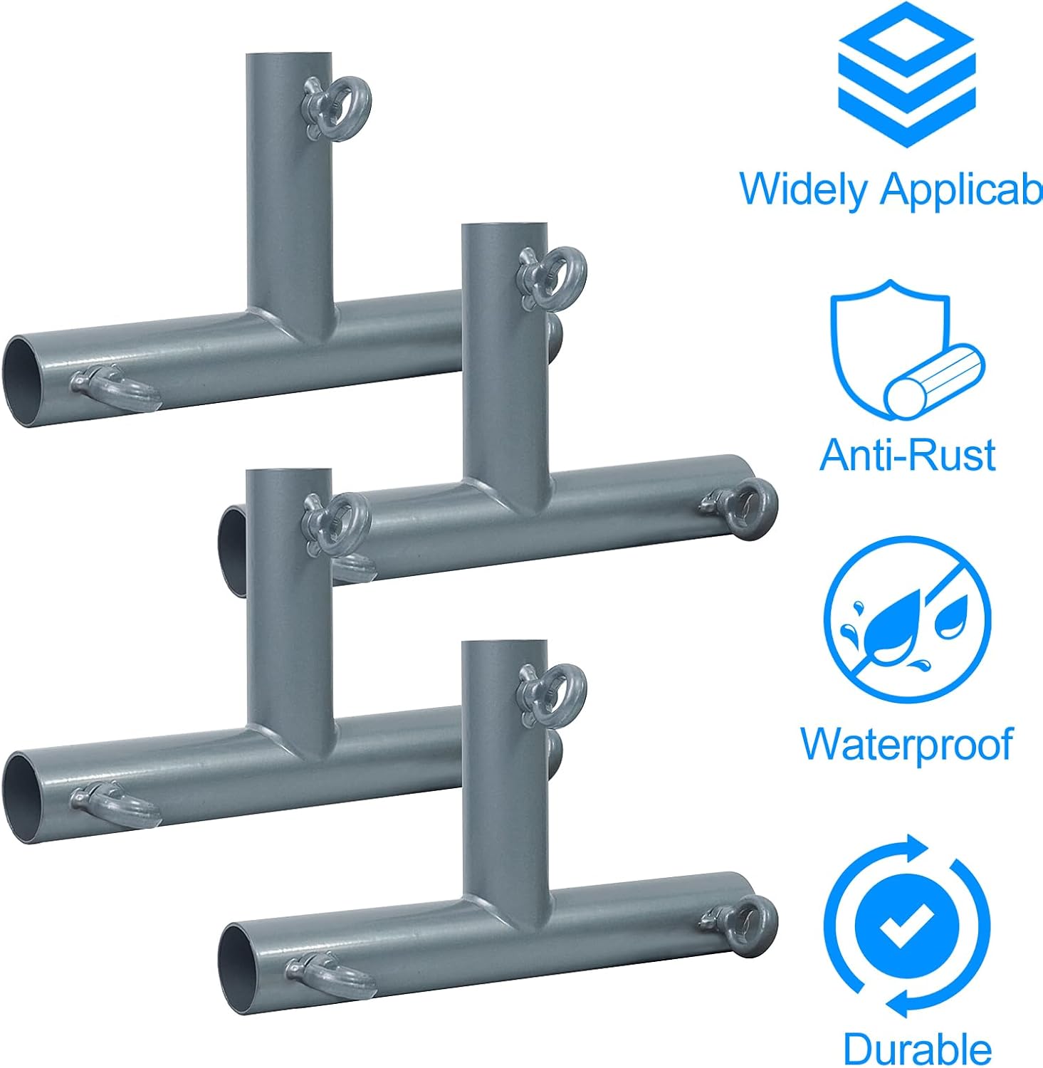 Aoneky 1 3/8'' 3 Way/4 Way/3 Way T Shaped Corner Canopy Fitting - Fits 1" EMT and Nominal Pipe - Cage Frame Corner Kit for Golf Basebal Batting Cage (4pcs 3 Way T Shaped)