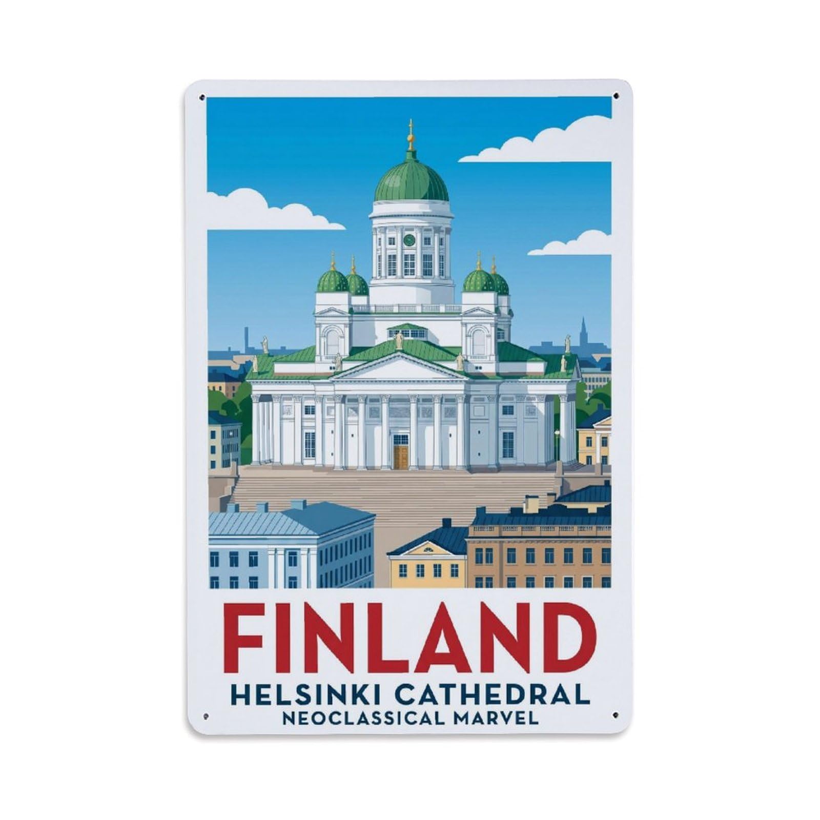 Olhnbad Style Helsinki Cathedral Landmark Heritage Travel Metal Tin Sign