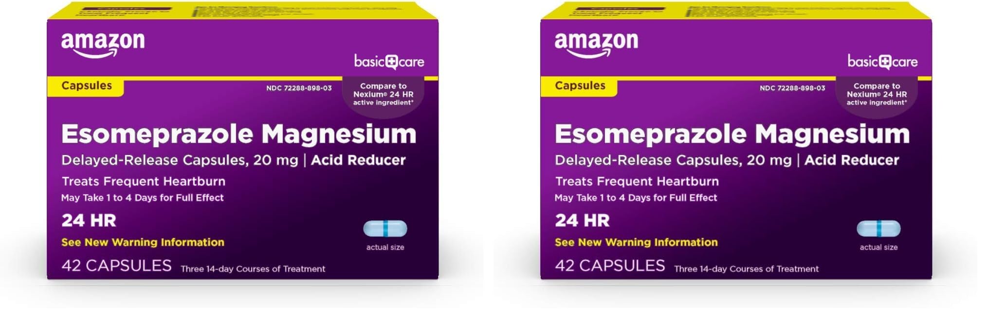Amazon Basic Care Esomeprazole Magnesium Delayed Release Capsules, 20 mg, Acid Reducer, 42 Count (Pack of 2)