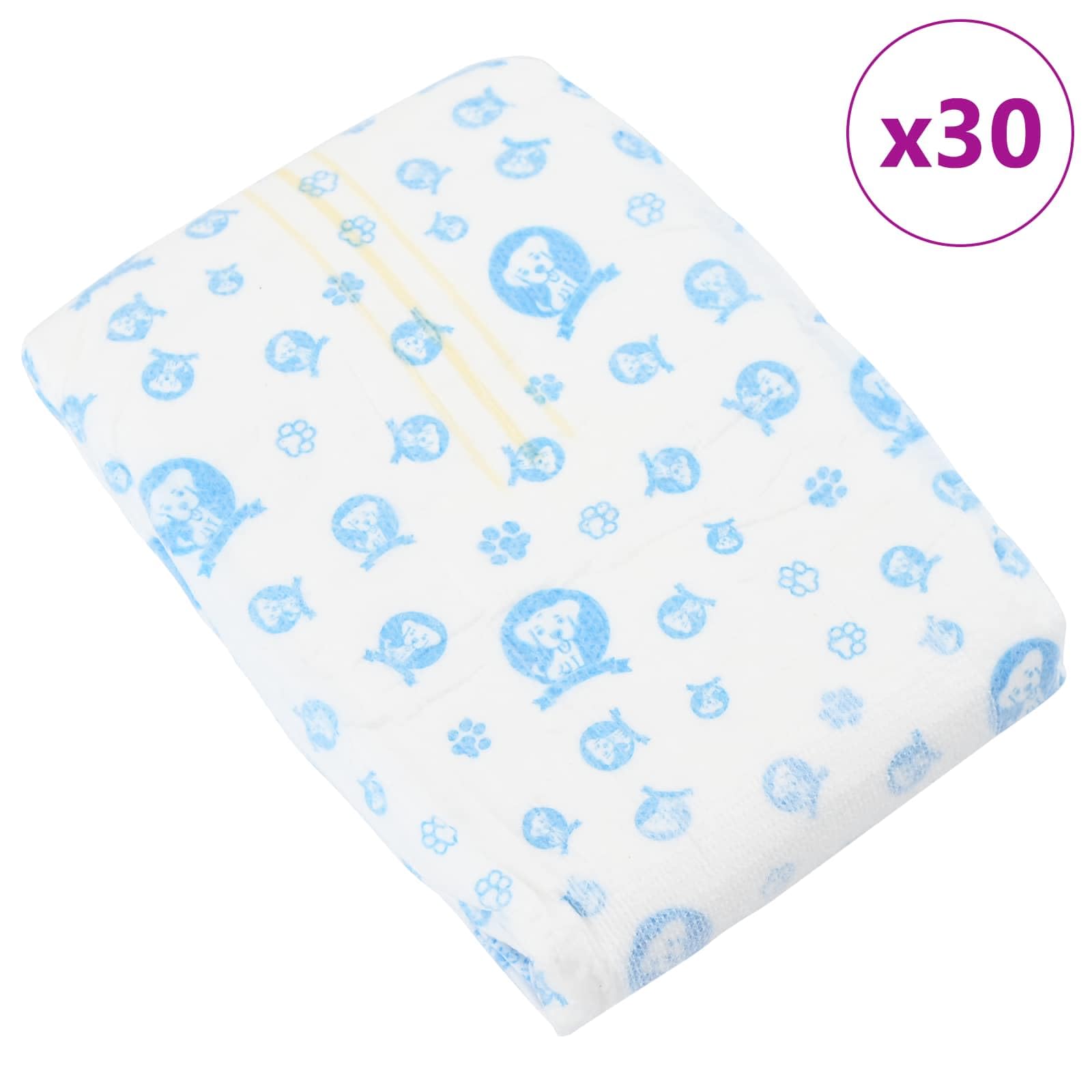 Protection Hygiénique Jetable pour Chien Mâle Taille M 30 pcs Blanc Absorbant Ajustable Confortable Maintien Sécurisé pour Incontinence Urinaire Chaleurs Éducation Senior Voyage