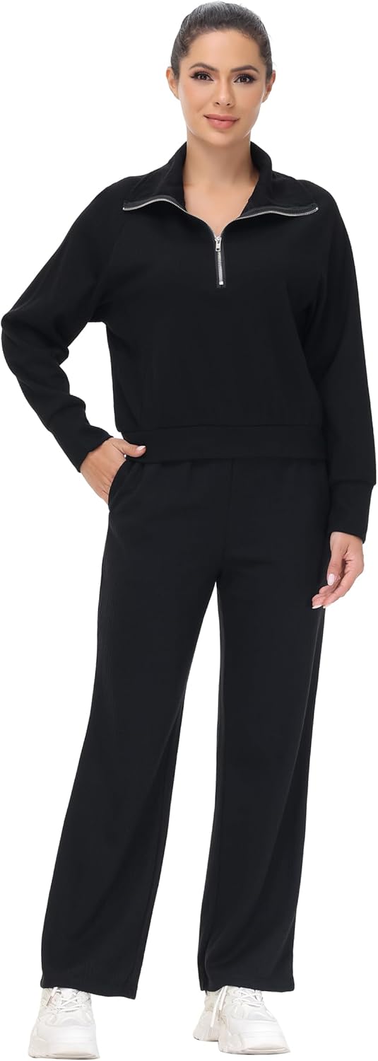 Blaosn Cute 2 Piece Sets Outfits for Women Oversized Sweatshirt Wide Leg Pants Workout Sweatpants Matching Lounge Clothes