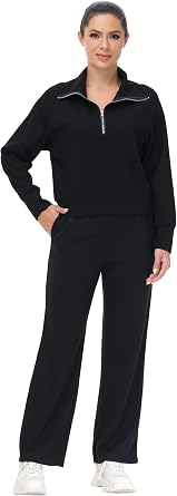 Blaosn Cute 2 Piece Sets Outfits for Women Oversized Sweatshirt Wide Leg Pants Workout Sweatpants Matching Lounge Clothes