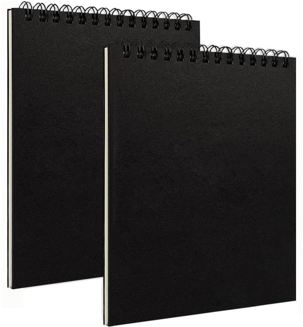 Sketchbook A3 Landscape Spiral Bound Sketchbook 60 Pages of 160gsm Cartridge Paper - Hardback (A3-Black 2Pack)