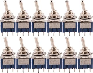 CESFONJER 12 Pcs Mini-Kippschalter, Blau 125 V 6A ON-Off-ON 3 Pins 3 Position Marinefahrzeuge Kippschalter, Instrumententa...