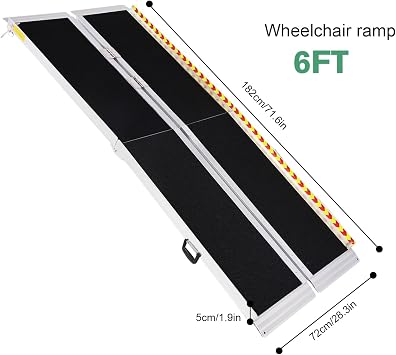 Portable Aluminum Wheelchair Ramp 8 FT Folding Non Slip Handicap Access Ramp Safer Door Threshold Wheelchair Ramps for Home for Home Steps Stairs Entry Doorways