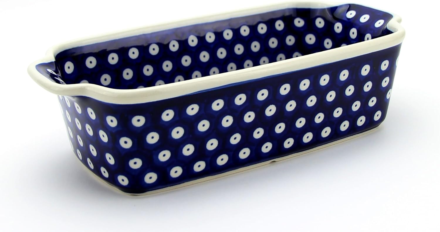 Polish Pottery Market Non-Stick Loaf Baker by Zaklady Boleslawiec - Handcrafted Polish Stoneware - 1.25 Quarts - Oven Safe - Easy to Clean