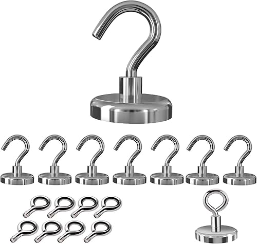 Miniatura 1 de RONVEI Ganchos magnéticos para ojos con pernos, paquete de 14 ganchos magnéticos de neodimio fuertes para colgar luces, herramientas, perfectos para