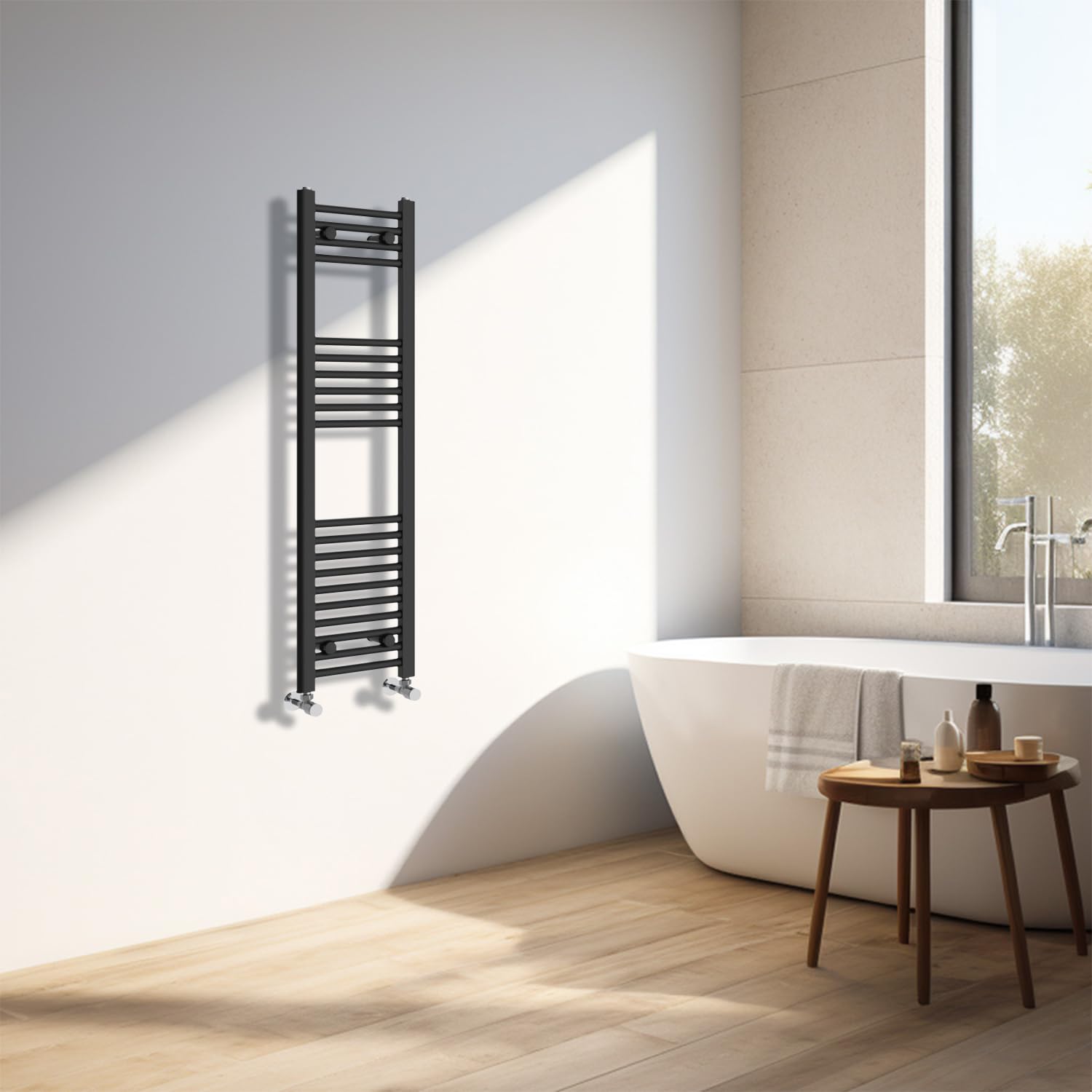 Sèche-serviettes noir NRG 1200 x 300 mm, radiateur vertical gain de place