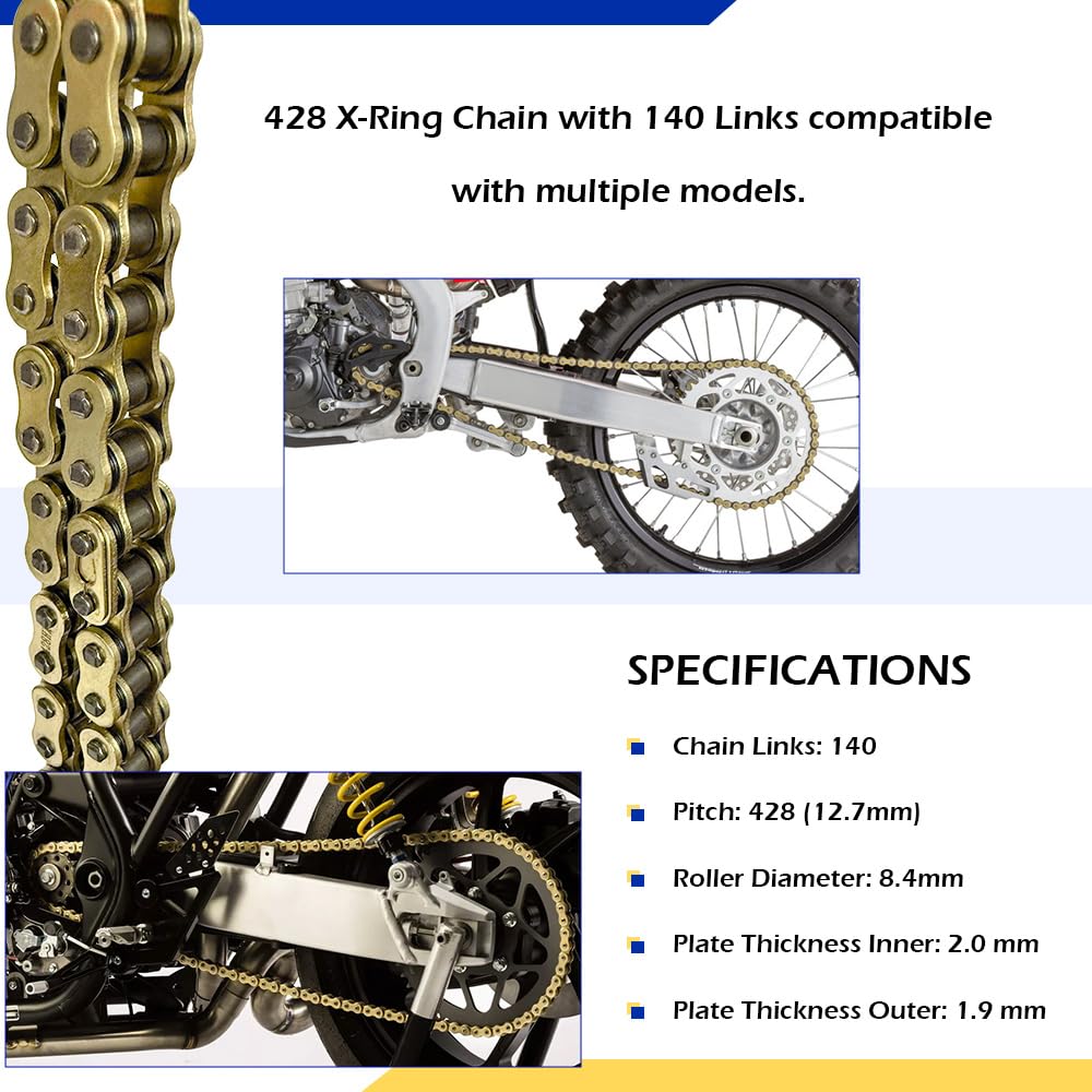 Gold 428 X-Ring Motorcycle Chain 140 Links — Amazon image 4