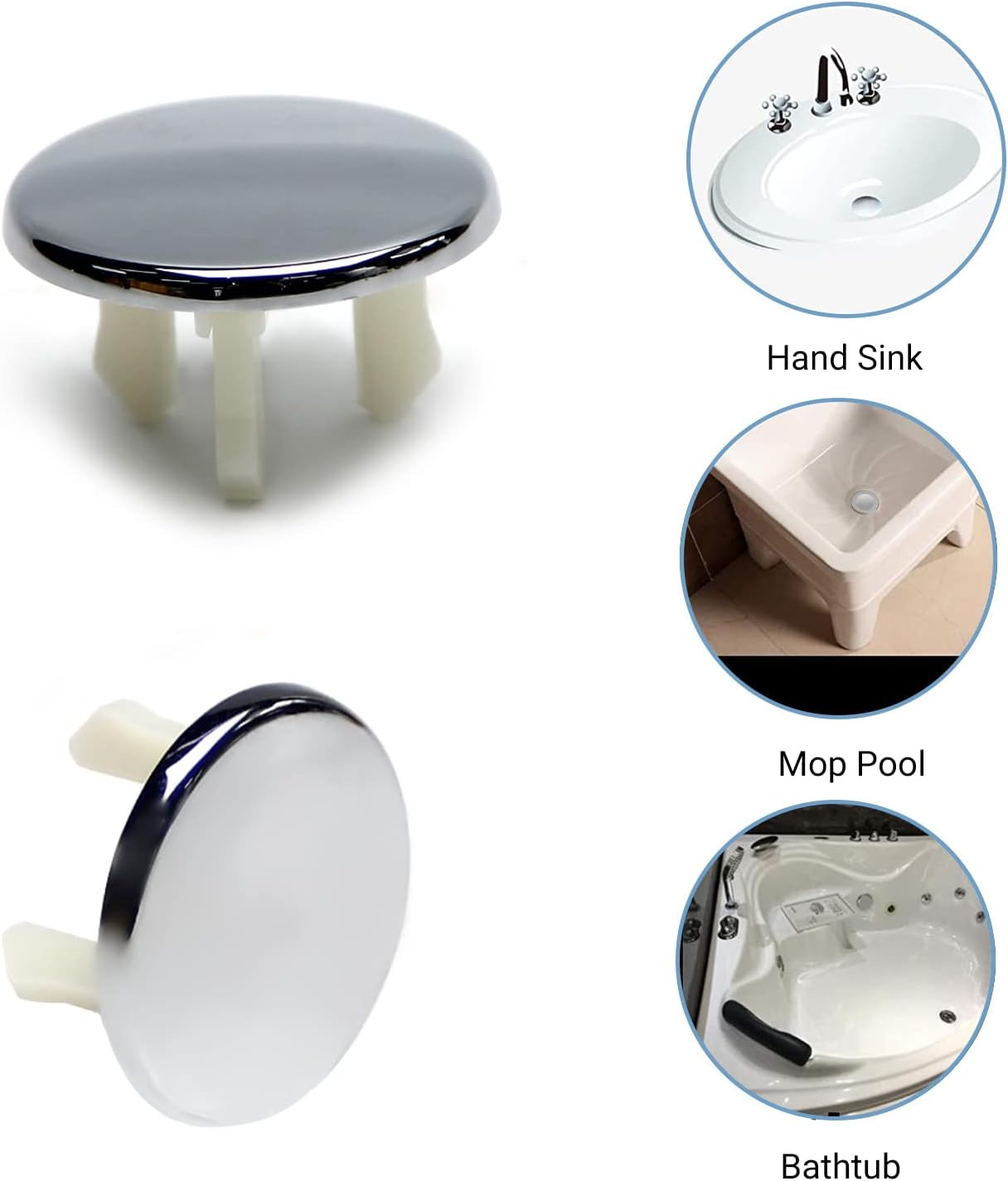MroMax Sink Overflow Covers Bathroom Kitchen Basin Trim Single Layer Ring Caps Insert Spares Silver Tone 4 Pcs