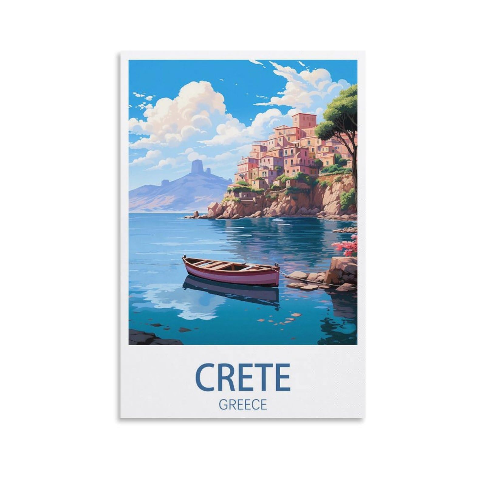 EZMLFA DIY Diamond Painting,Crete Greece 5D Landscape Diamond Painting Kits for Adult, Gem Art Crystal Art Kits for Adults, for Home Wall 50x60cm