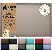Vista 1 de GORILLA GRIP Alfombrilla de alimentación para mascotas 100% impermeable con bordes elevados de silicona libre de BPA, alfombrillas para comida