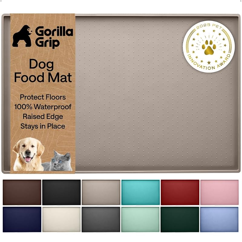 Tapete para Comedouro de Gatos e Cães em Silicone à Prova d’Água GORILLA GRIP Beige 66,04 x 43,18 cm