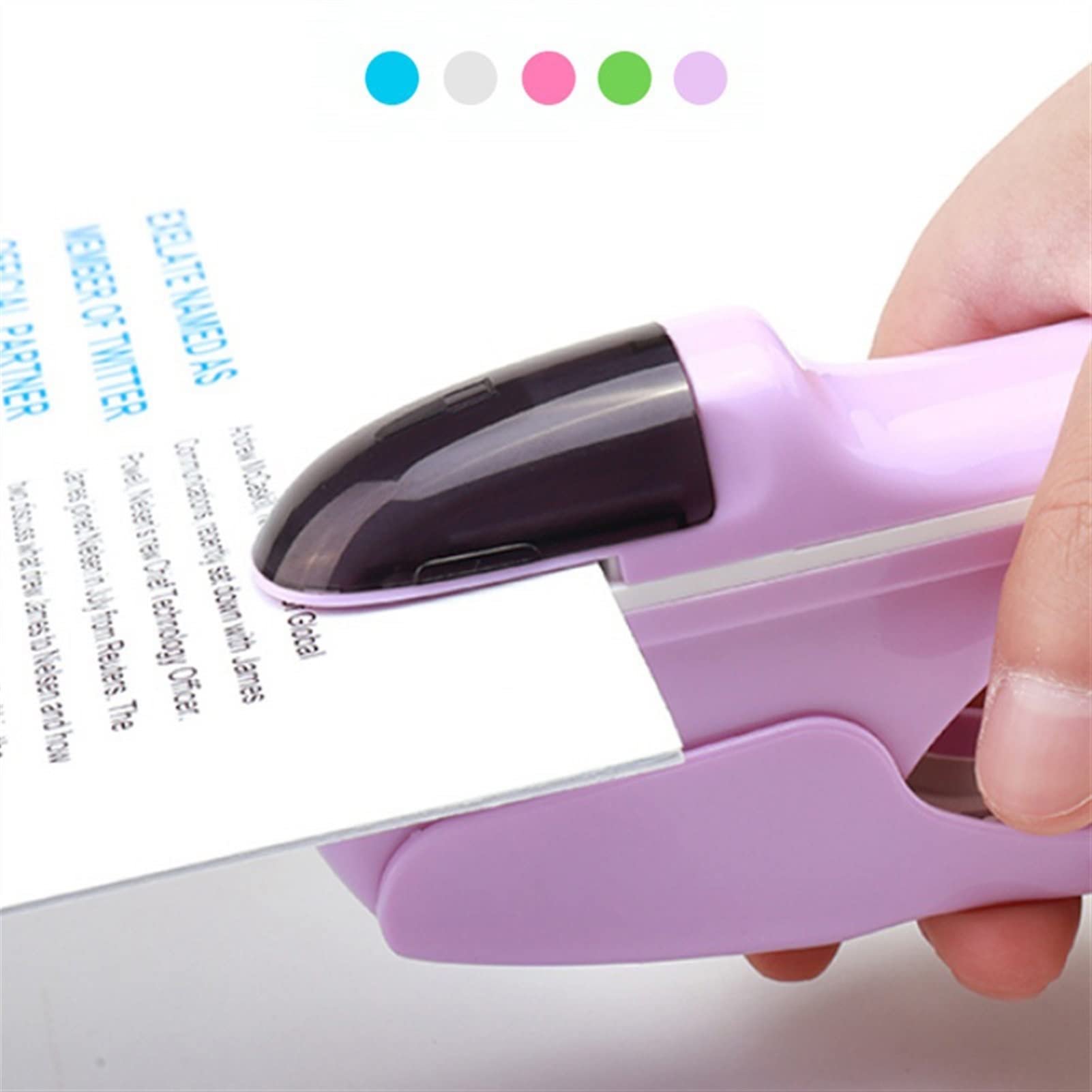 Hefter Handheld-Mini-Sicherheitshefter, kein Binden, kein Hefter, Hefter, kreatives Design, Hefter, Bürobindezubehör für Zuhause, Büro (Color : White)