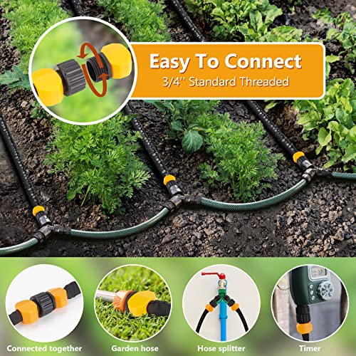 Jazipo Premium Soaker Hose 100Ft (50Ftx2Pack) - Efficient Garden Drip Irrigation System - Heavy Duty Watering Hose Water-Saving, Linkable Sprinkler Hose, Garden Hose Kit For Consistent Watering #TOP3