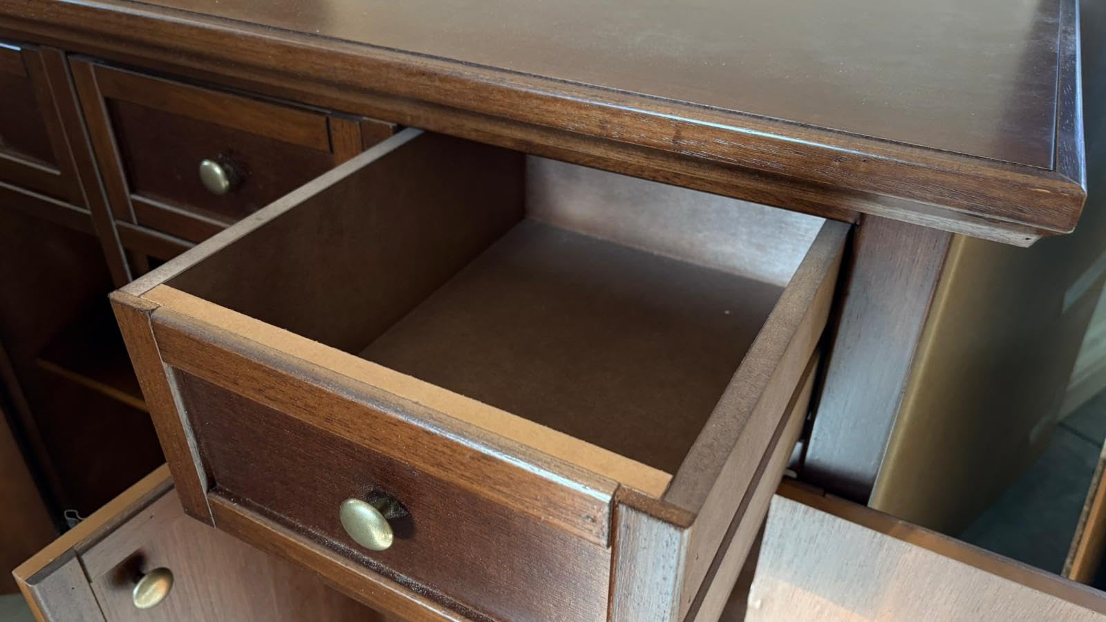 Vicentini arreda CREDENZA MADIA BUFFETT IN LEGNO NOCE SCURO ARTE POVERA MOD MODENA 3 CASSETTI E 3 PORTE