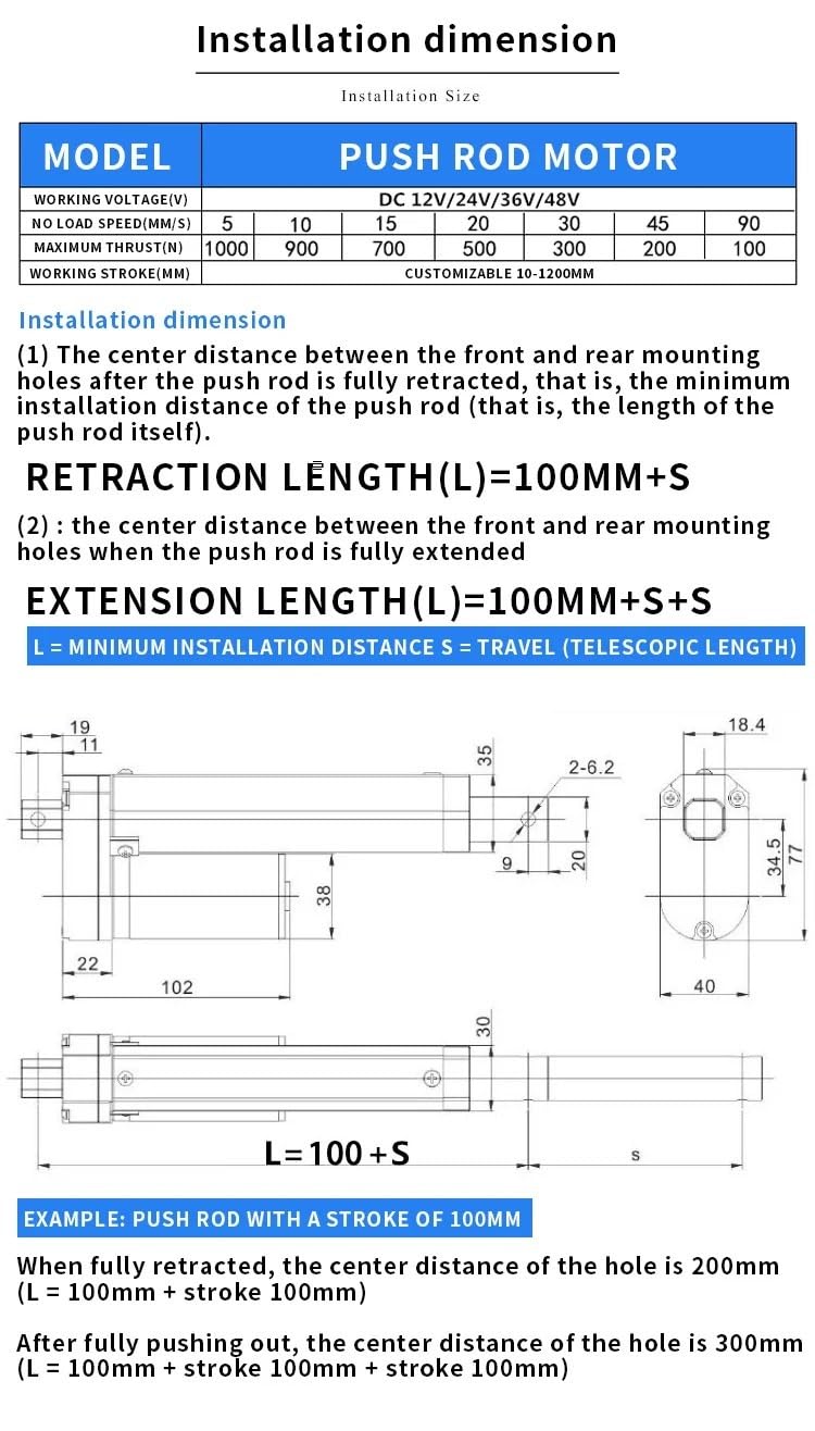 Contrôleur de moteur linéaire à course de moteur cc 100N à 1500N, actionneur linéaire électrique 300mm 500mm 12V Outils industriels