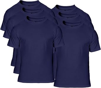 Alstyle Mens Cotton Crew Neck Short Sleeve T-Shirt 6-Pack, Navy S