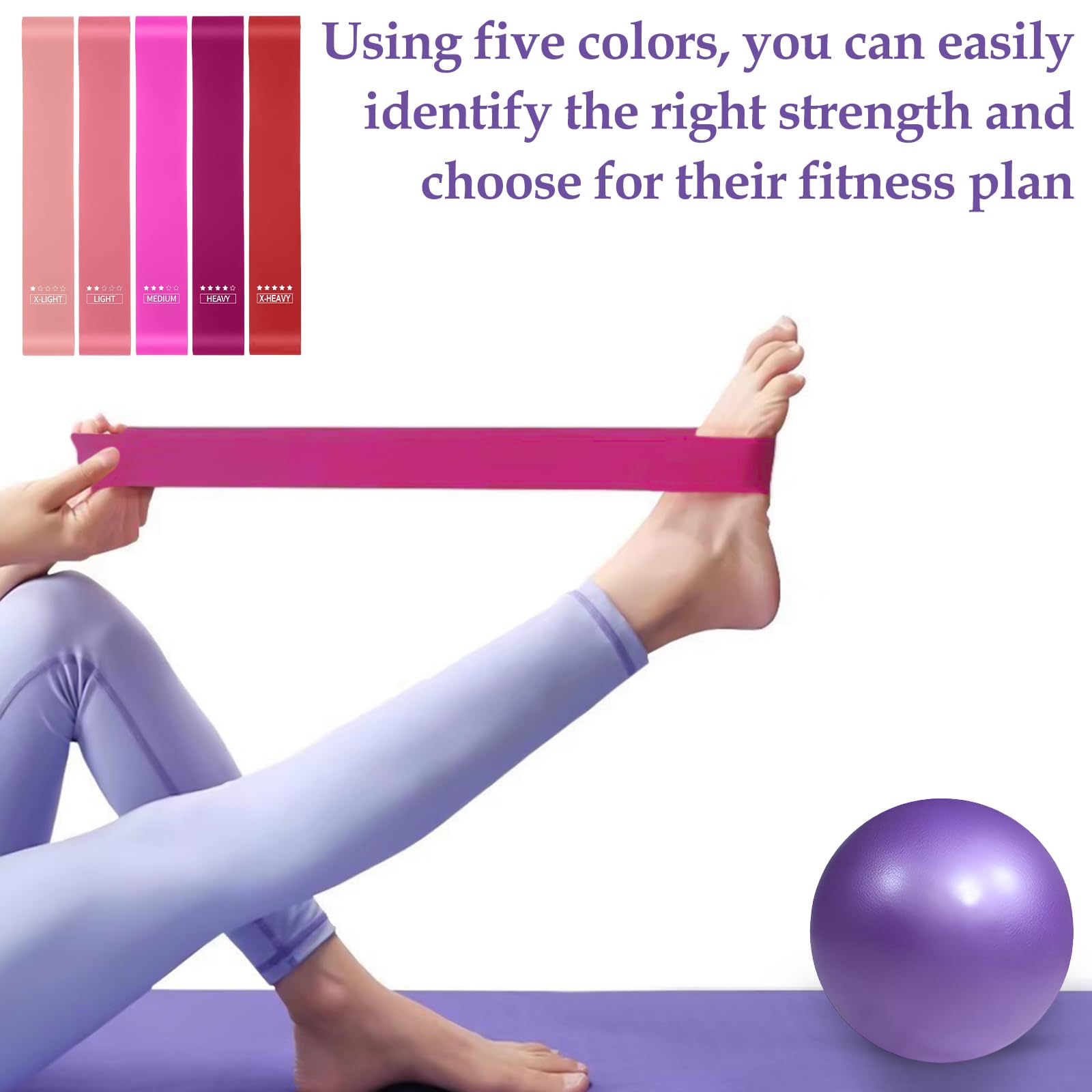 Beibeijia 8 Pezzi Kit Pilates, Pilates Essential Kit, Kit Pilates Completo x casa, con Palla da Yoga, Cerchio Pilates, Fascia di Resistenza und Estrattore, per Esercizi Interni della Cosce e Braccio