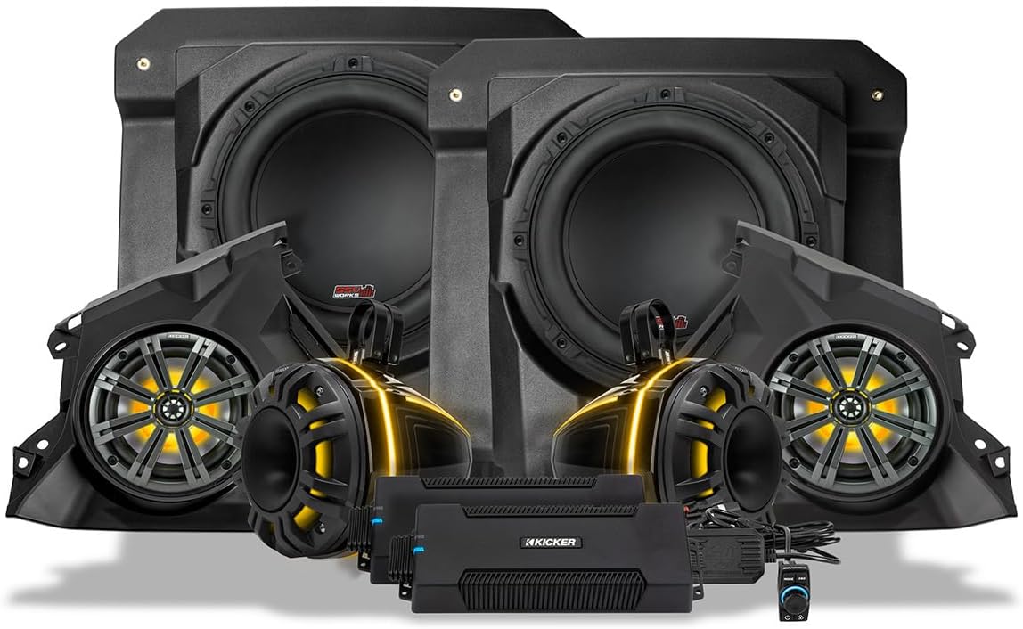 SSV Works Can-Am® Maverick R, Maverick R X, Maverick R X RS, Phase-6 K-Spec Audio System with 6.5" Dash, 6.5" Rear Horn Speakers, Dual 10" Subwoofers and Amplifiers w/1650watts - 240-MAVR-PHZ6KTD
