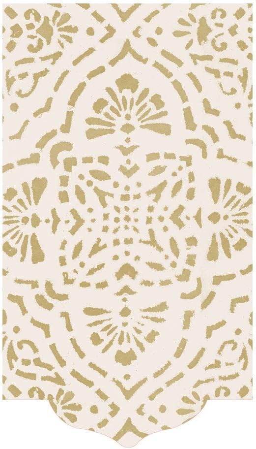 Caspari Annika Die-Cut Paper Linen Guest Towel Napkins in Ivory & Gold - 12 Per Package, 4 Packs
