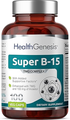 Super B-15 100 Vcaps - Niacina Calcio Colina Inositol DMG TMG - Soporta niveles saludables de energía de oxígeno