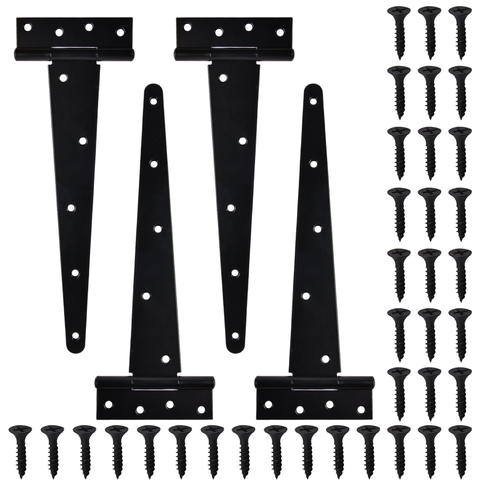 SPEEDWOX 4 Pack Black T-Strap Shed Hinge 12 Inch Heavy Duty T Gate Hinges Shed Door Hinges Barn Door Hinges Tee Hinge for Projects Like Wooden Fences Yard Door Barn Door Gates or Shed Windows